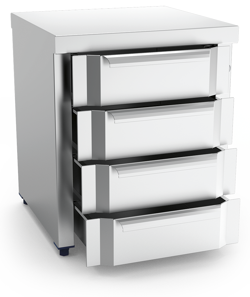  Box modular inox con cuatro cajones 