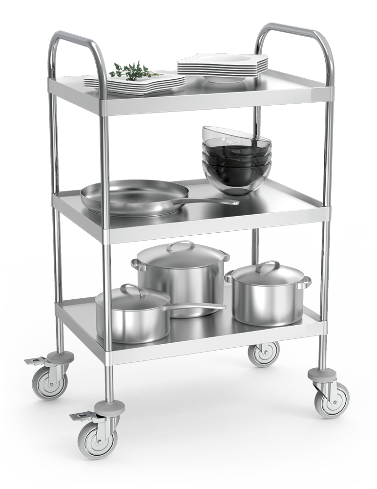 Mesa / Carro auxiliar multifuncional para instrumental o de servicio con ruedas