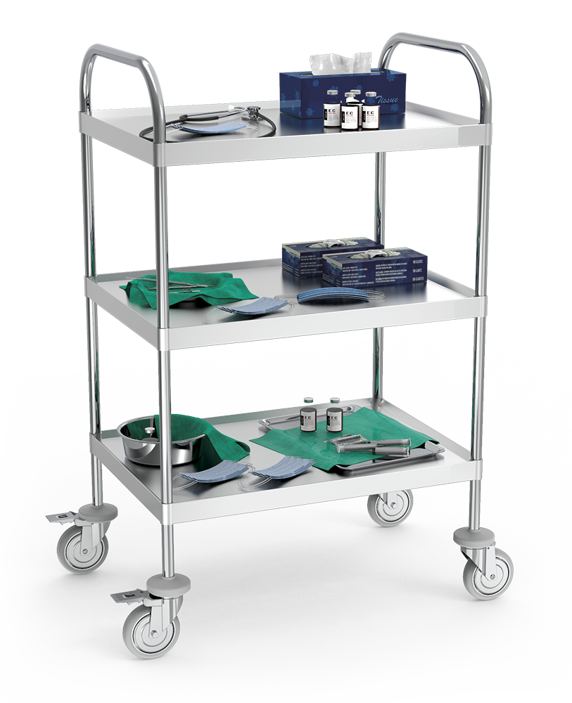 Mesa / Carro auxiliar multifuncional para instrumental o de servicio con ruedas