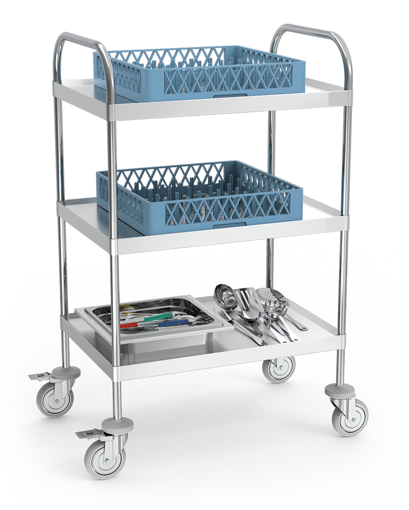 Mesa / Carro auxiliar multifuncional para instrumental o de servicio con ruedas