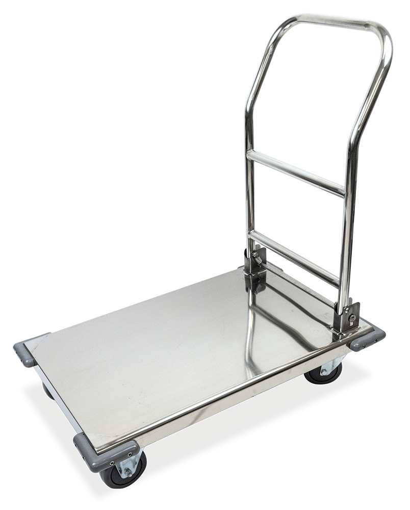 Carro de plataforma inox con asa retráctil