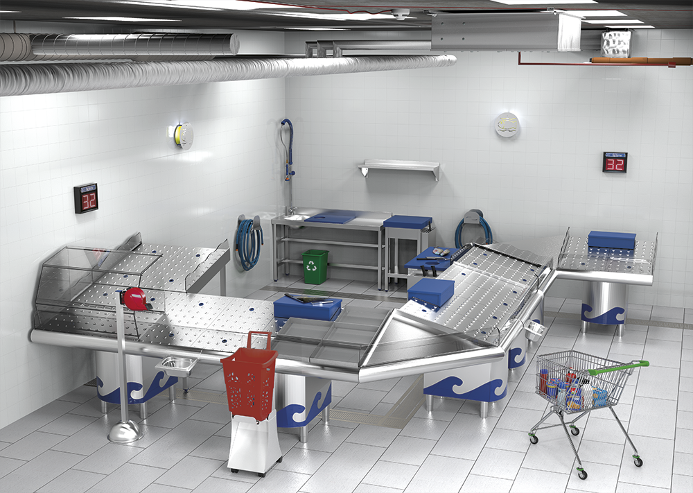  Papelera su turno para mostrador de pescadería 