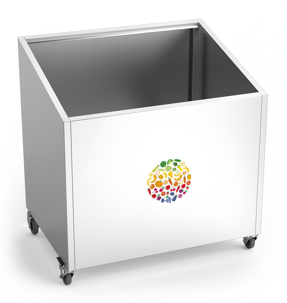 Expositor de frutas y verduras inox con ruedas