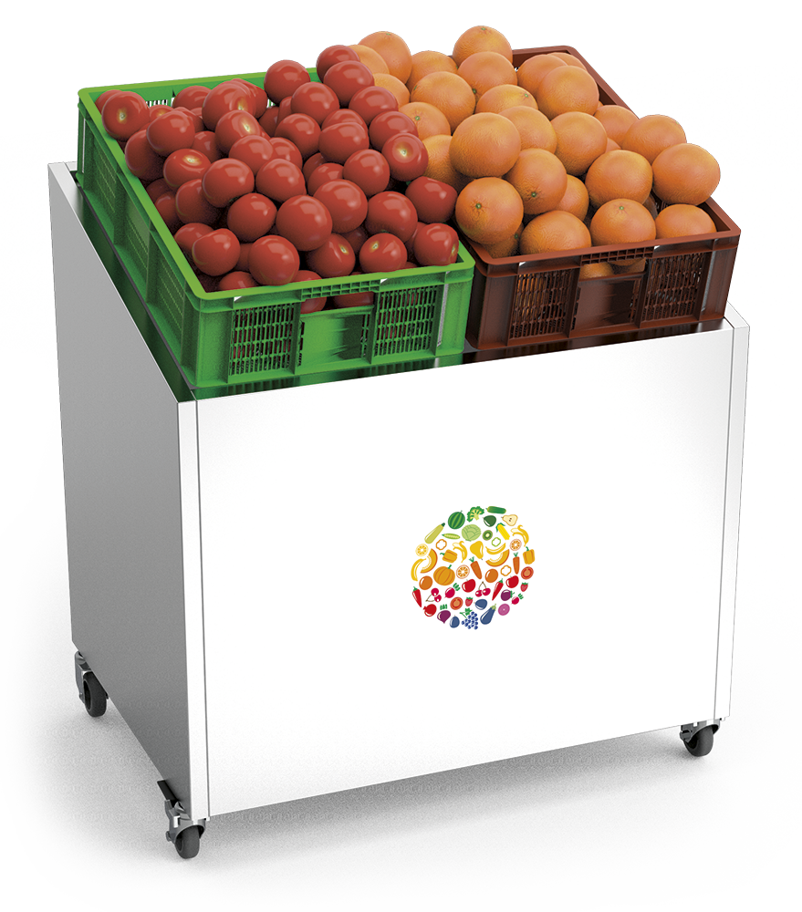  Expositor de frutas y verduras inox con ruedas 