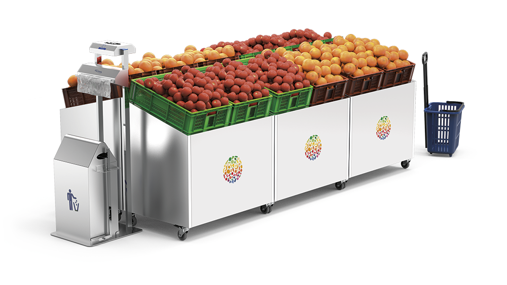  Expositor de frutas y verduras inox con ruedas 