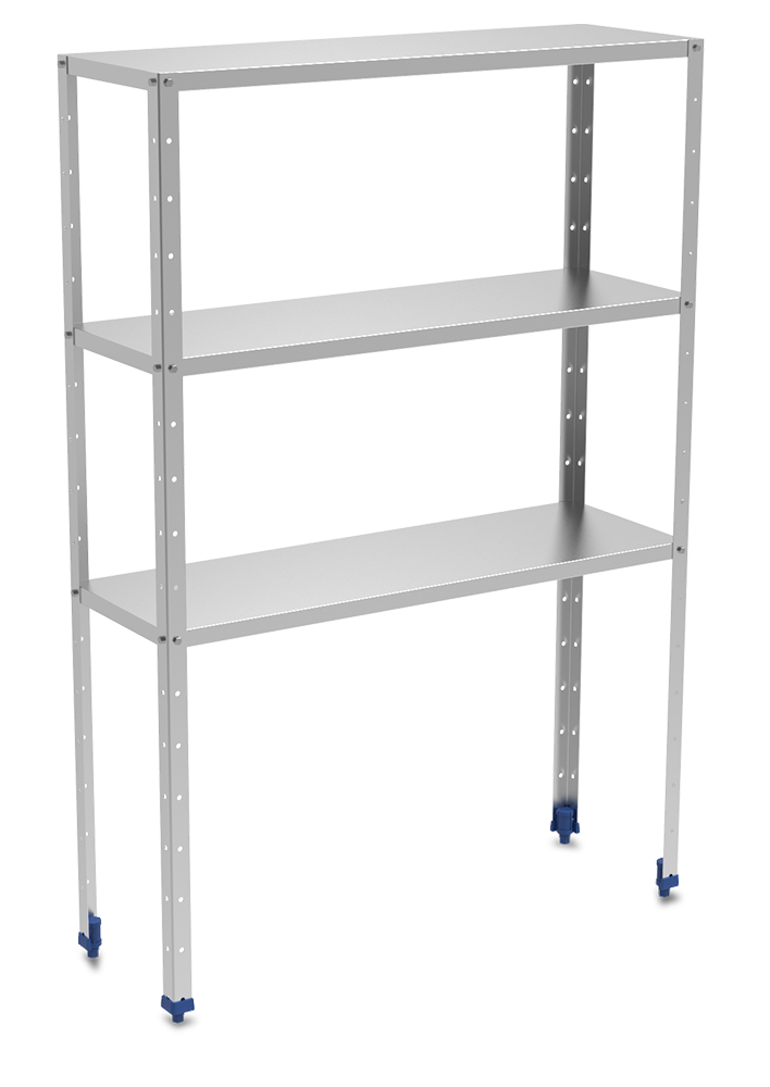 Estantería inox de 3 niveles con estantes lisos