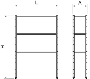 Estantería inox de 3 niveles con estantes lisos