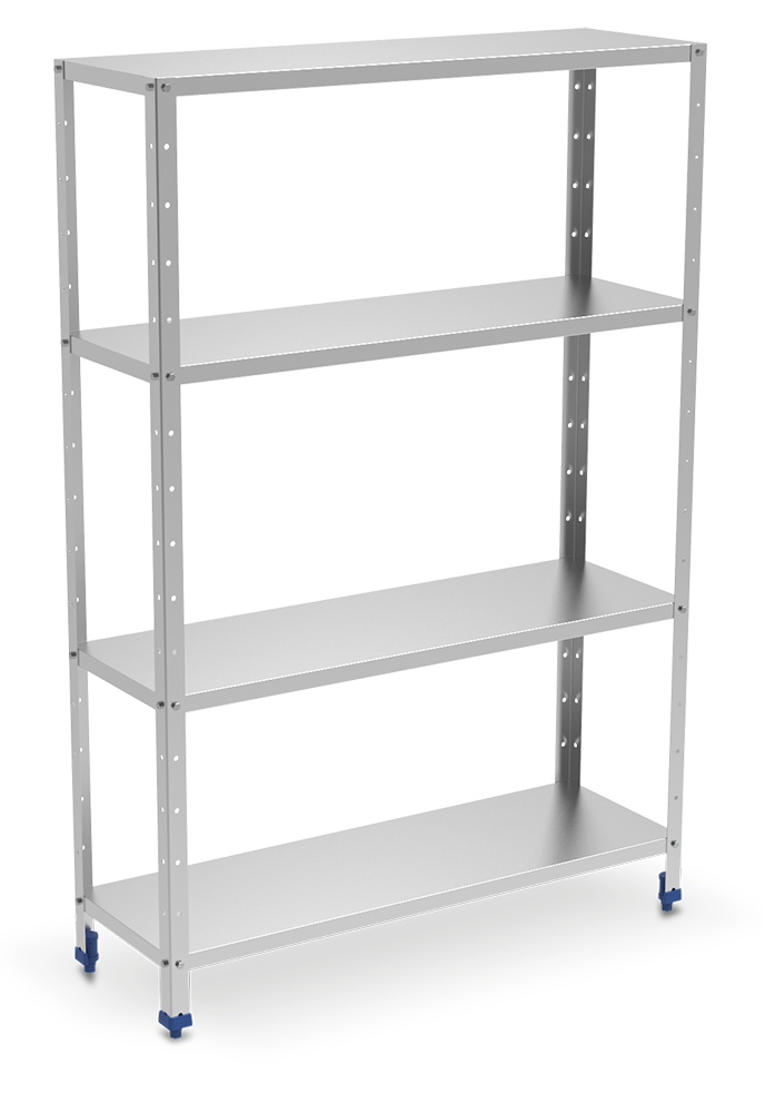 Estantería inox de 4 niveles con estantes lisos