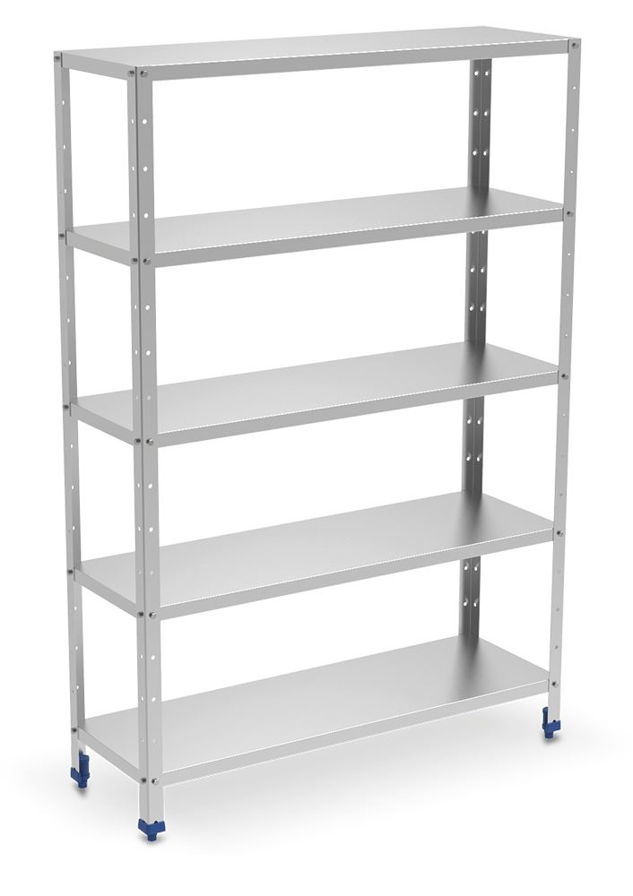 Estantería inox de 5 niveles con estantes lisos