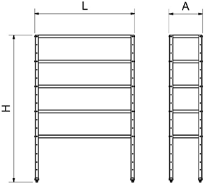 Estantería inox de 5 niveles con estantes lisos
