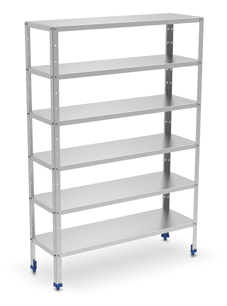Estantería inox de 6 niveles con estantes lisos
