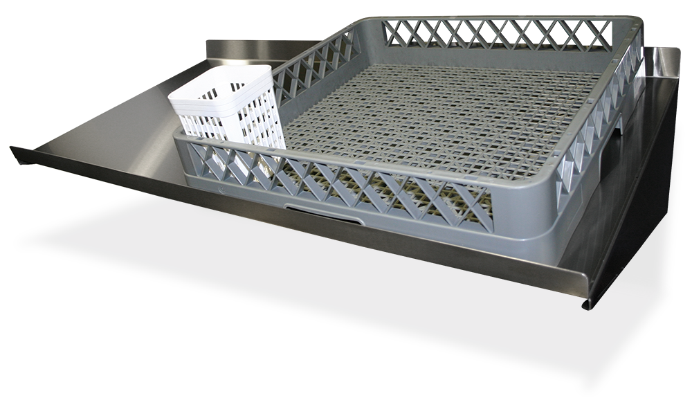 Estante mural inclinado para cestas de lavavajillas