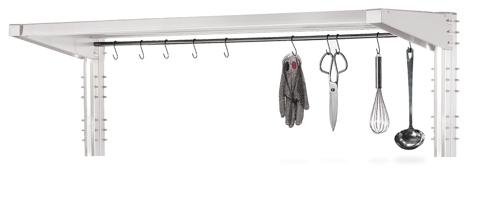 Kit para colgar utensilios adaptable a estantería inox Imagine