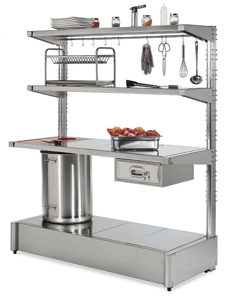 Mesa mural con estantes sobremesa serie imagine