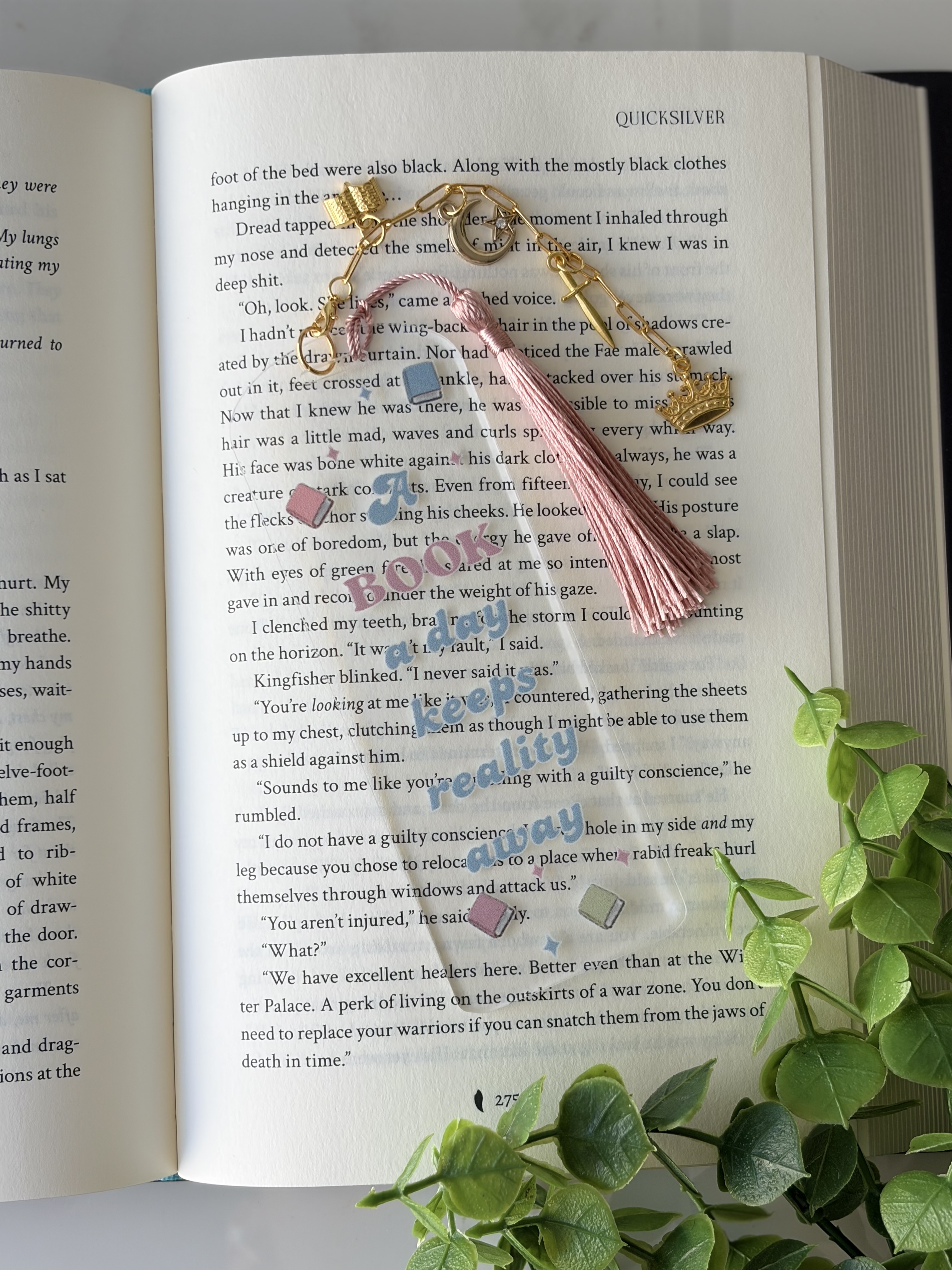 A Book a Day Keeps Reality Away Acrylic Bookmark