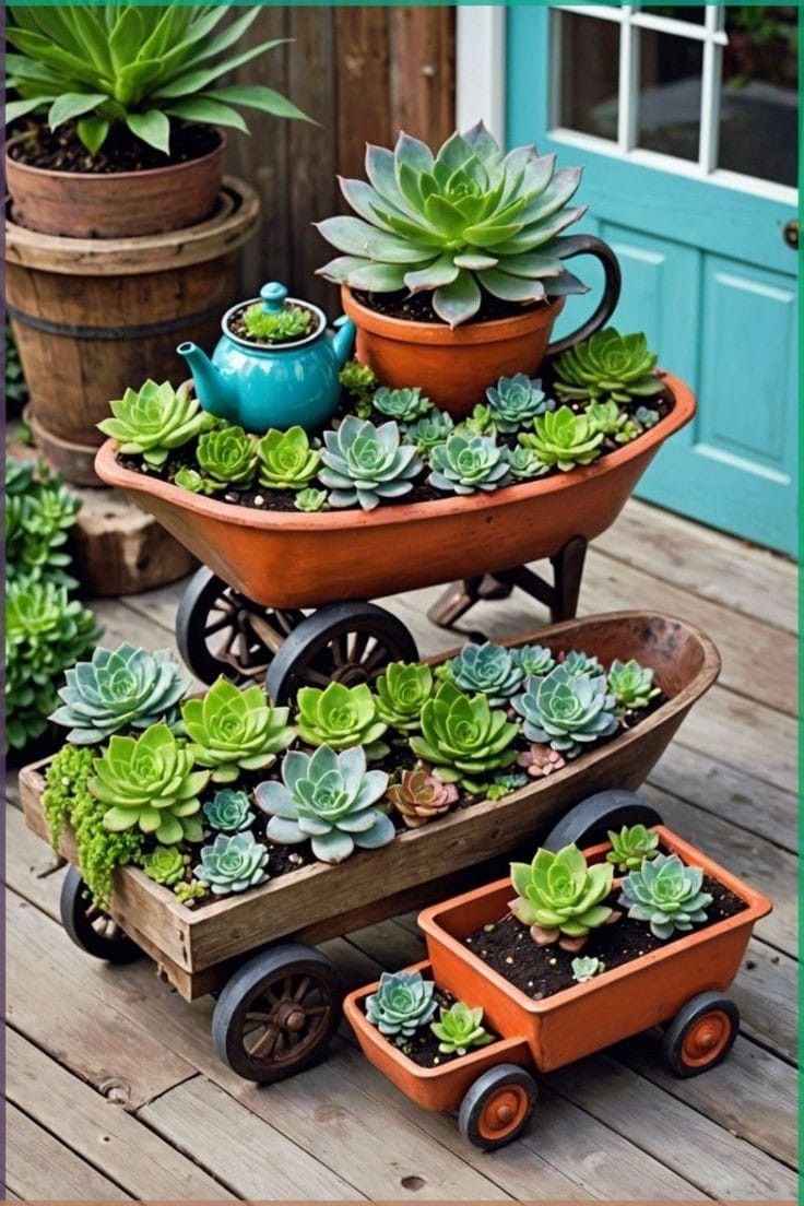 Jardineras con suculentas