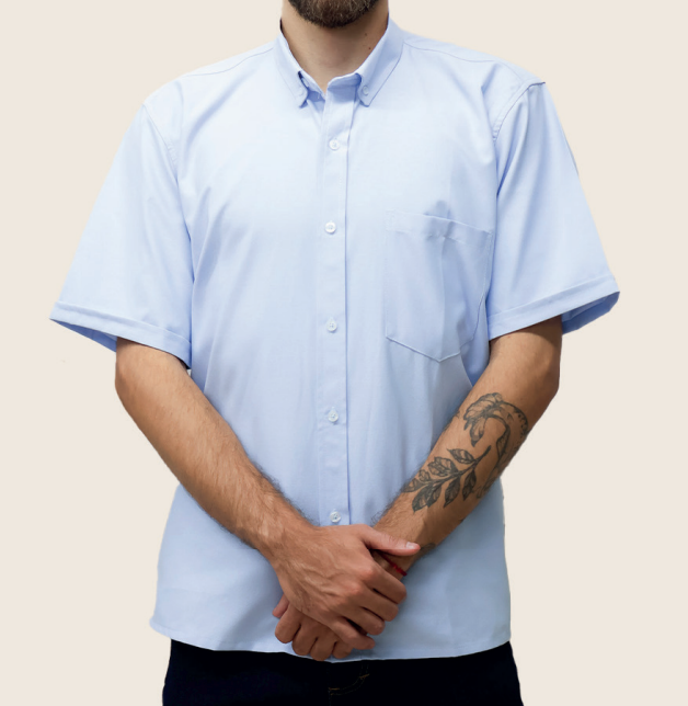 Camisa manga corta Oxford poli-algodón