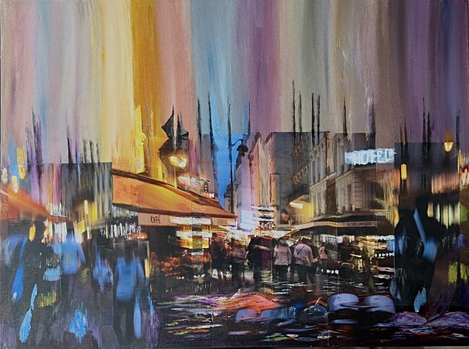 "Paris by Night at Cafe St. Michel" by Jeannette Done-Lagemann