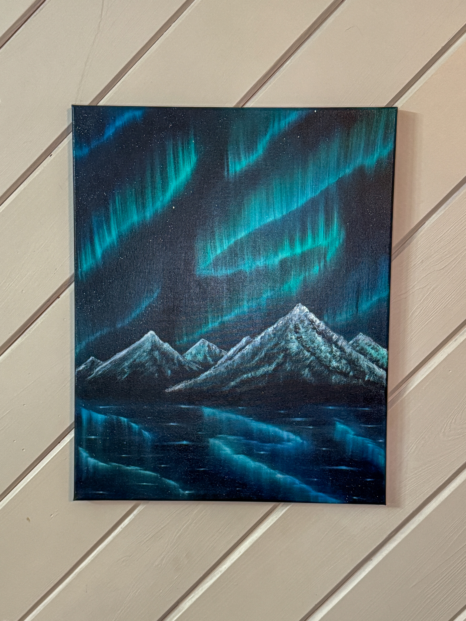 Mountain Aurora 1 - Oil Painting