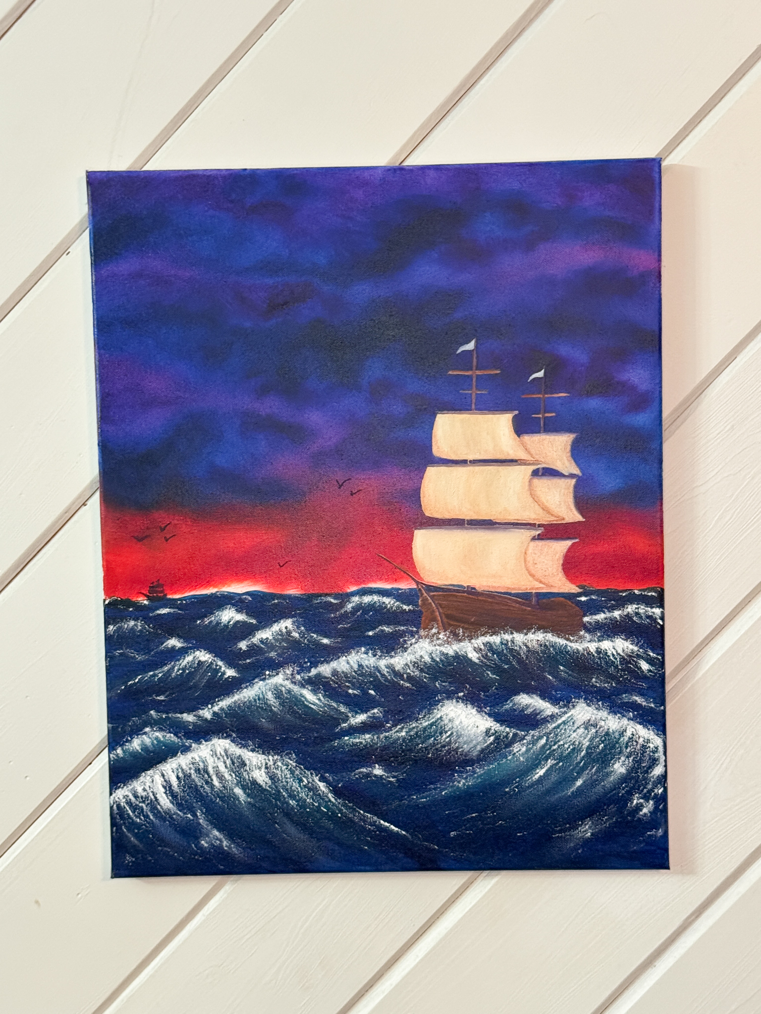 Ship on Rough Seas Oil Painting