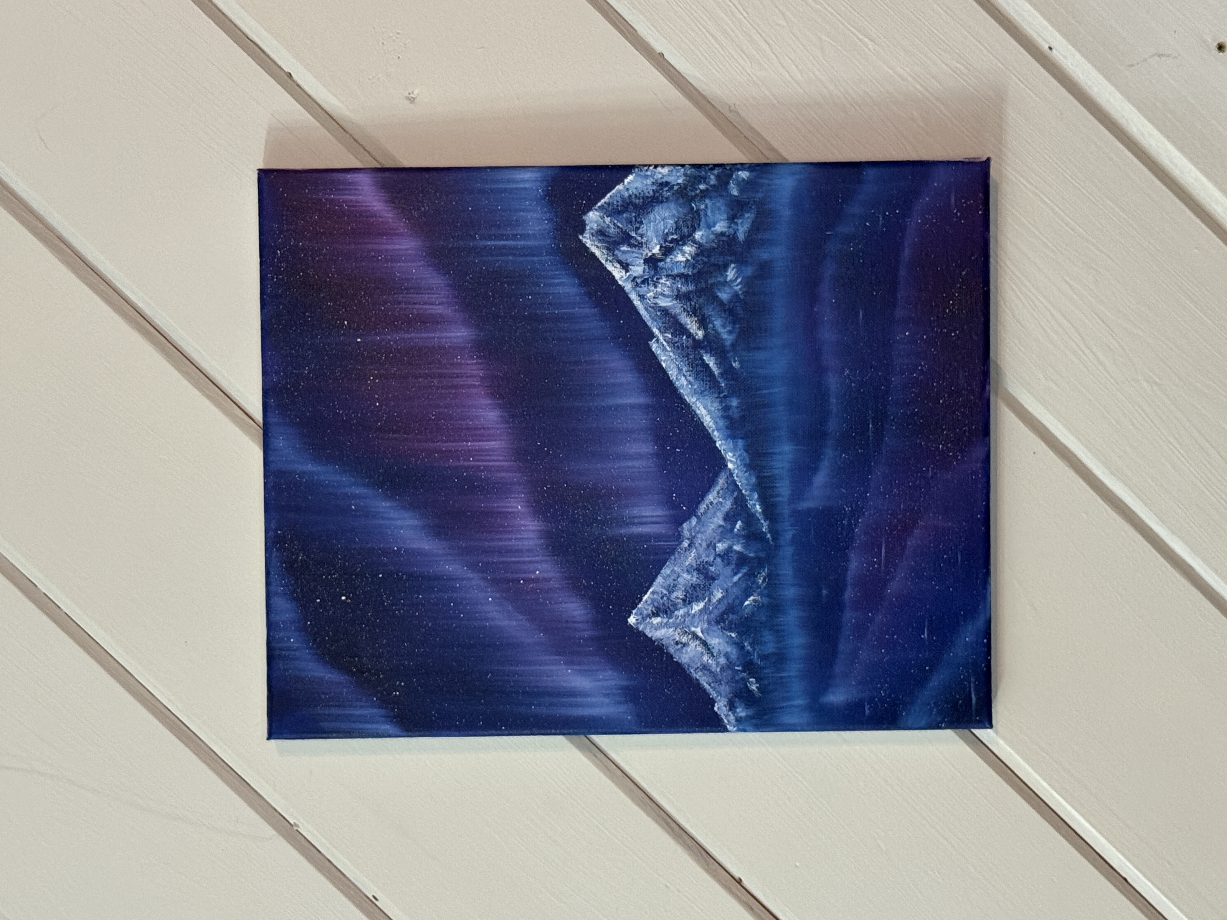 Mountain Aurora Lake - Oil Painting