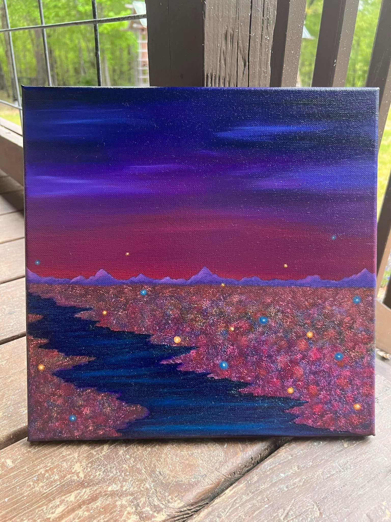 Abstract Mountain Landscape Oil Painting