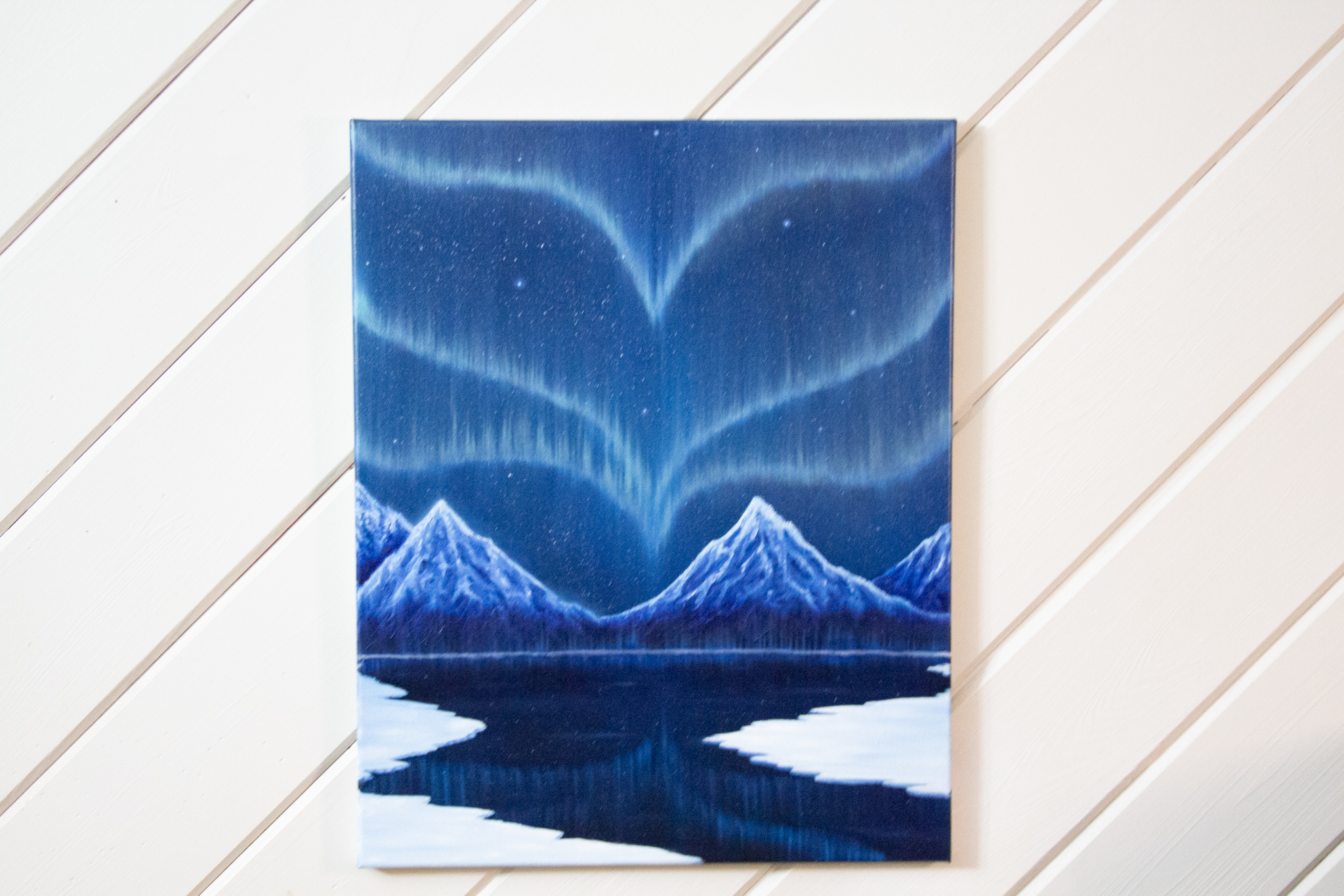 Aurora Borealis Mountain Canvas Oil Painting