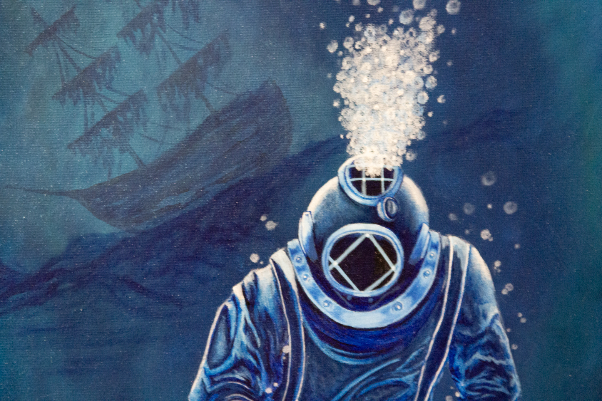Vintage Diver Oil Painting