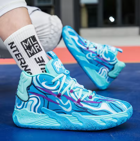 Blue Patterned Athletic Shoes
