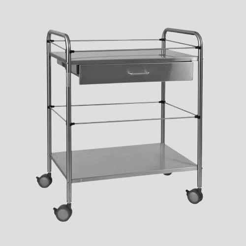 Guéridon en acier inoxydable à deux plateaux