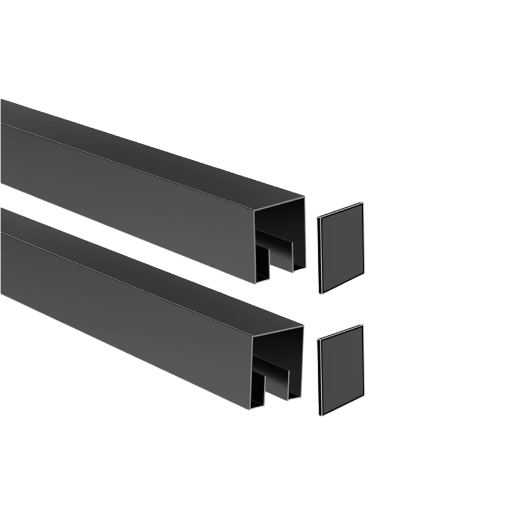 EXPOAS S.S. Top Cap Kit,  (2X6.5ft + 2 End Cap) for 1/2" - 9/16" Glass 