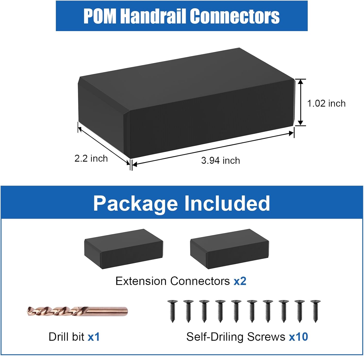 EXPOAS Extension Connector for Handrail S.S. 1.18"X2.36"X8FT