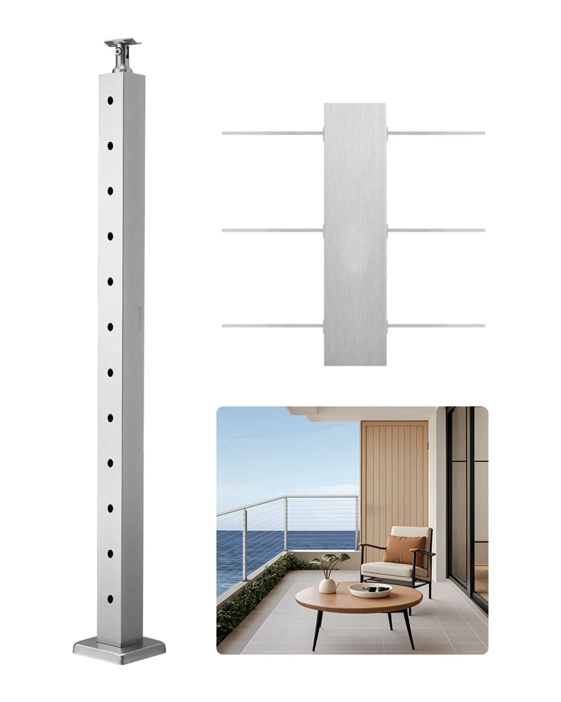 EXPOAS Cable Post KIT (Silver 304 S.S.) 1.97"x1.97"x42"