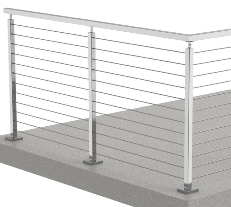 EXPOAS Cable Post KIT (Silver 304 S.S.) 1.97"x1.97"x42"