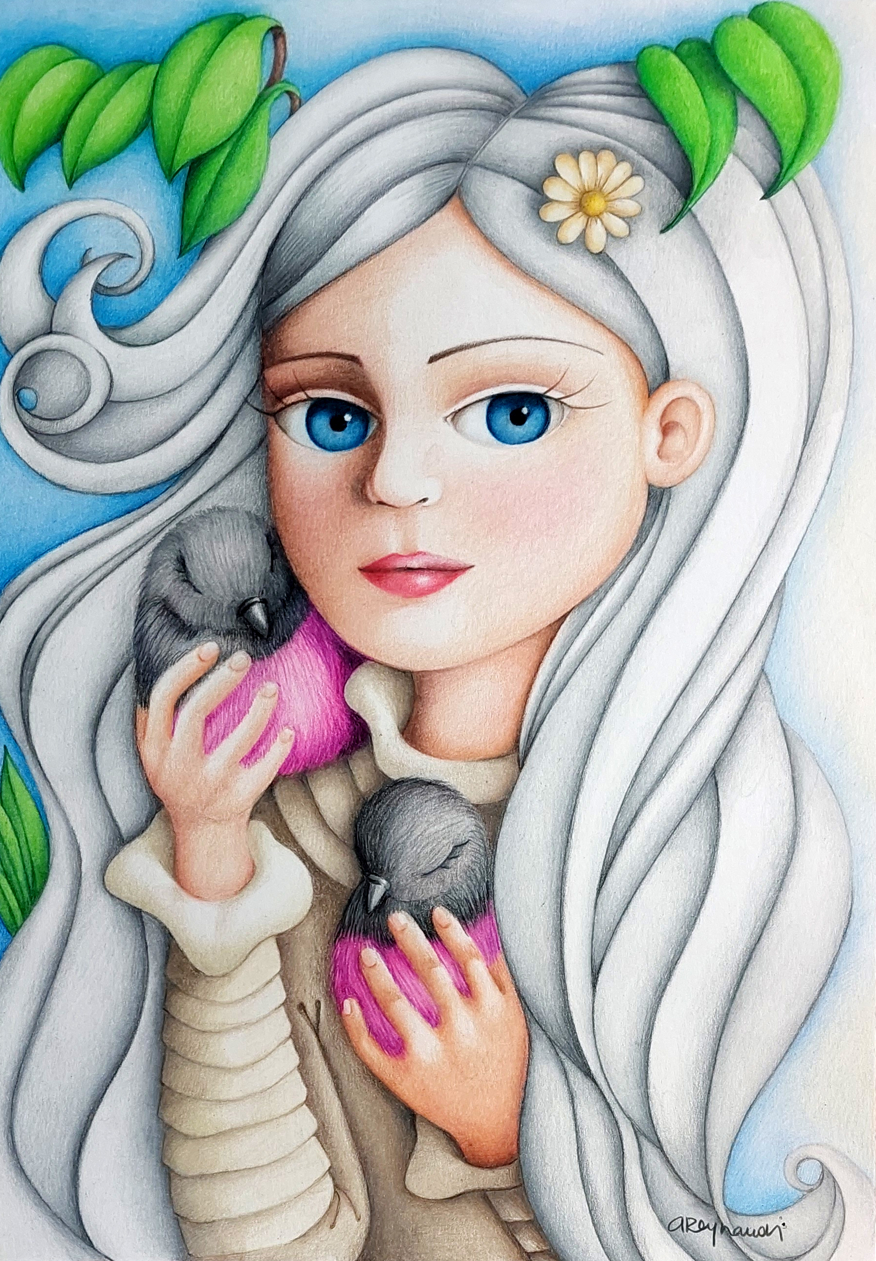 Disegno a matite colorate su carta "Soft and Pink" 