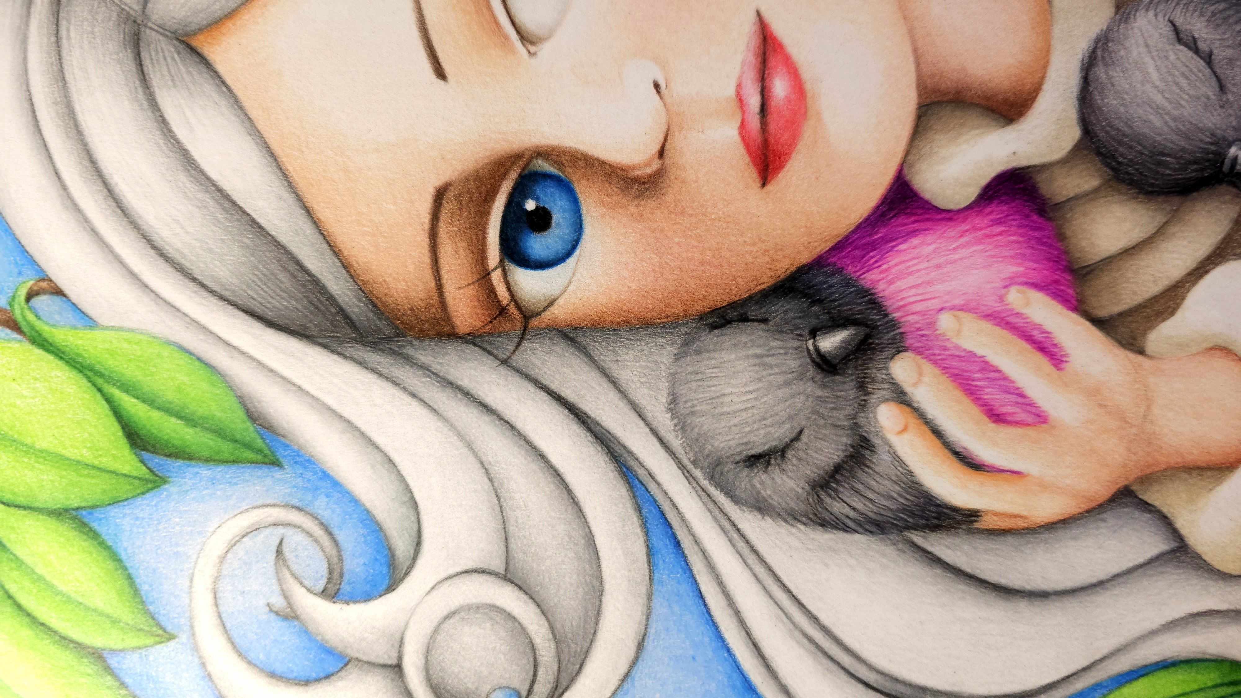 Disegno a matite colorate su carta "Soft and Pink" 