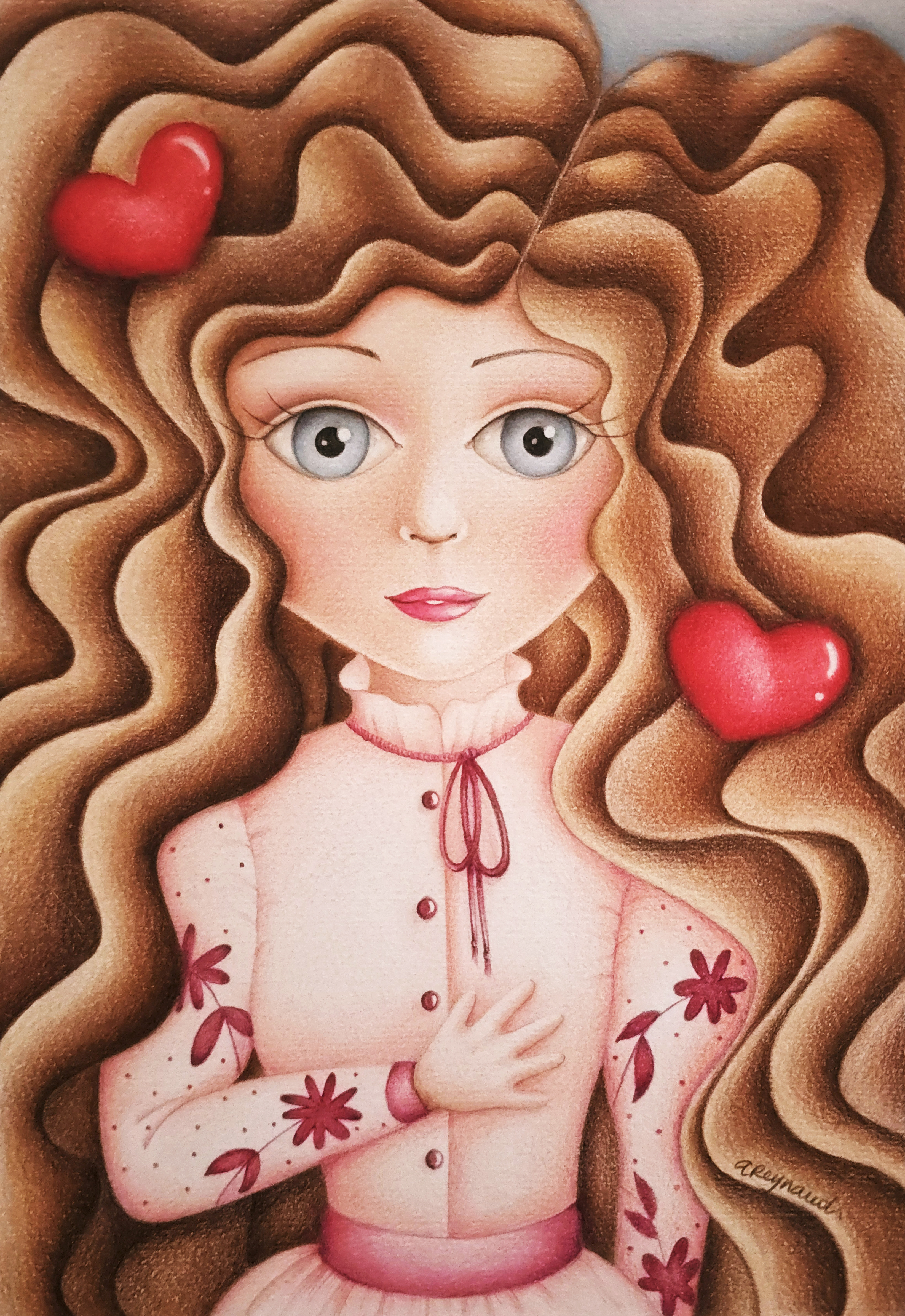 Disegno a matite colorate su carta "Happiness" 