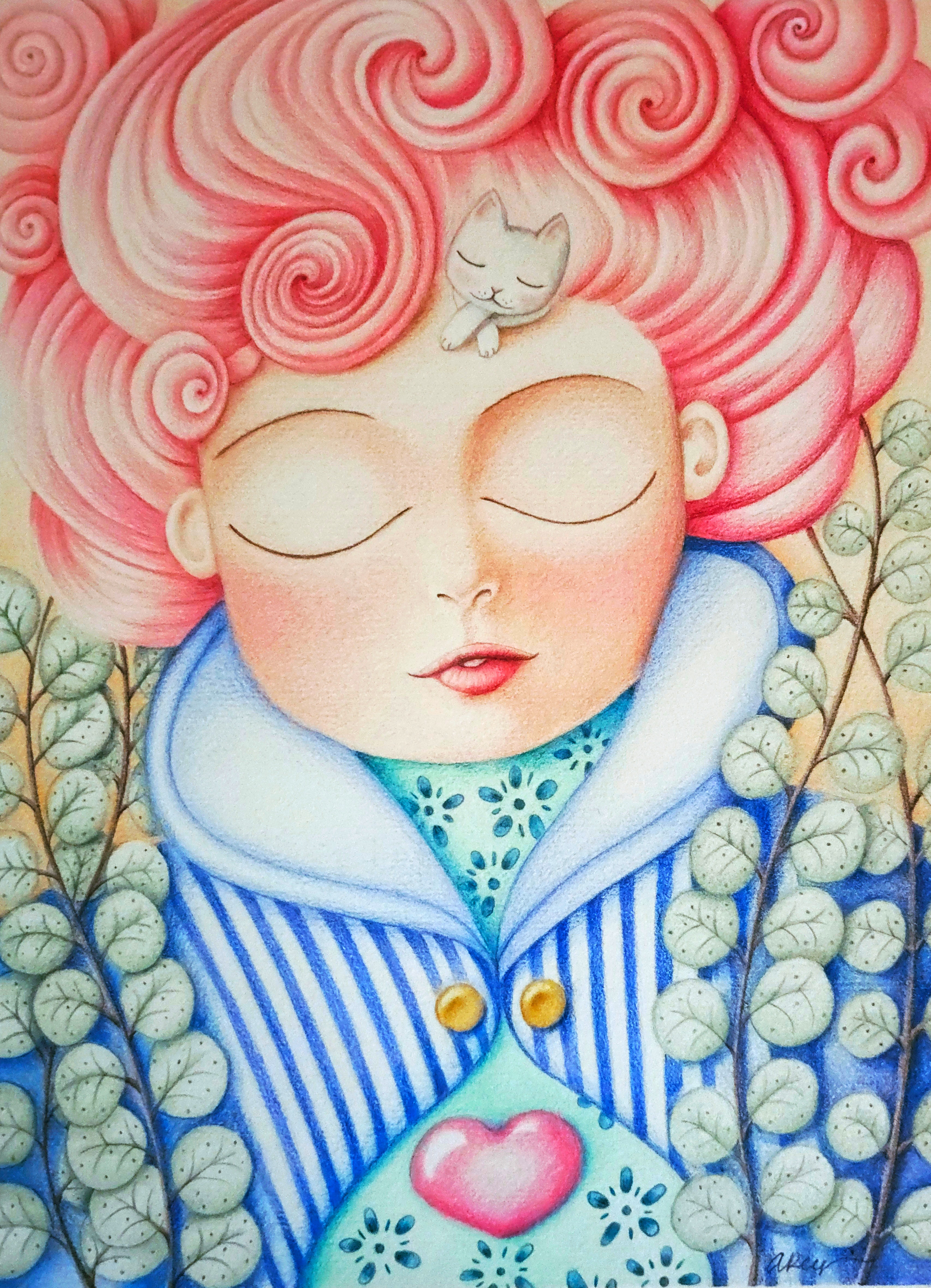 Disegno a matite colorate su carta "So dove sei" 