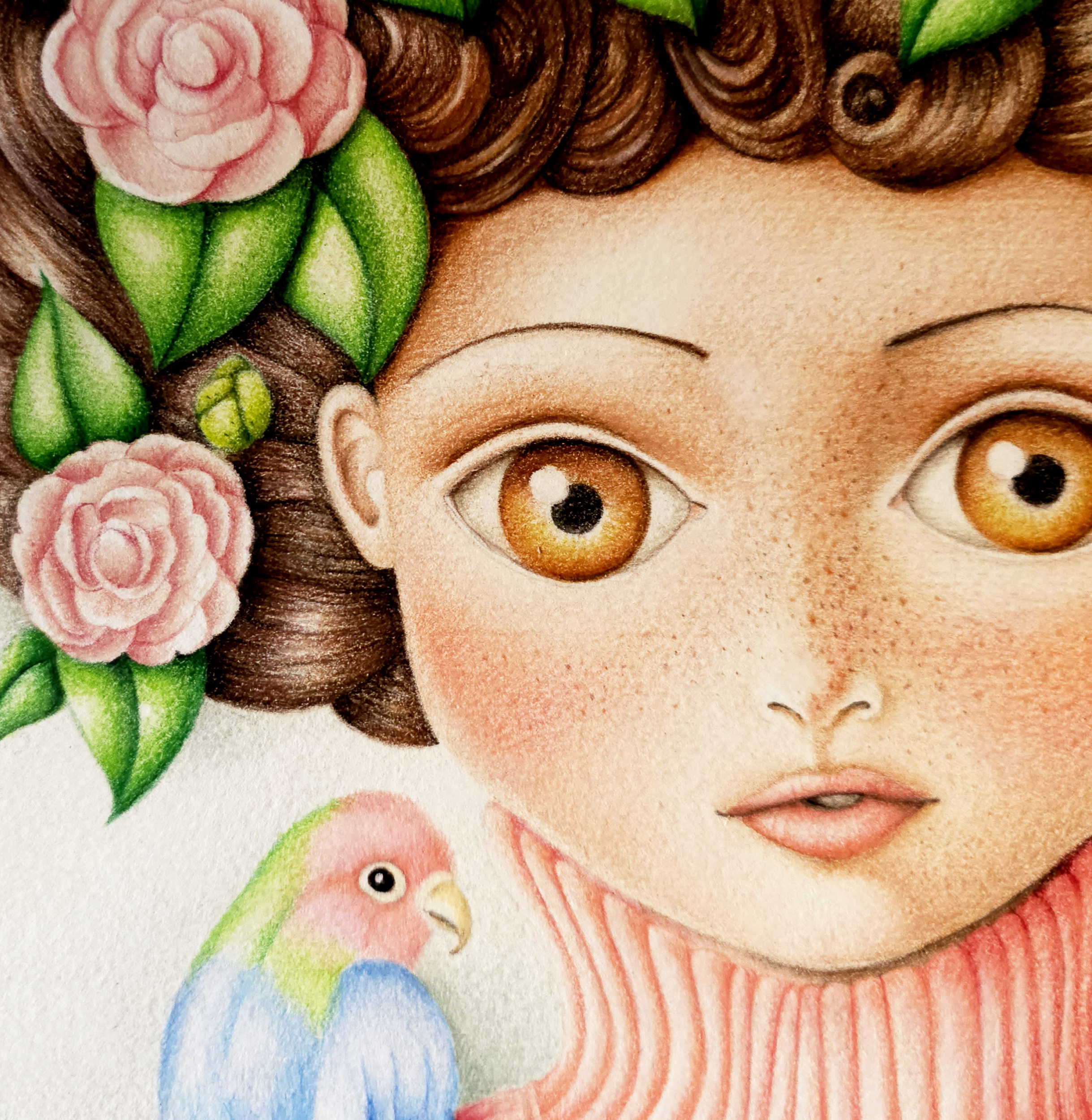 Disegno a matite colorate su carta "Spring is coming" 