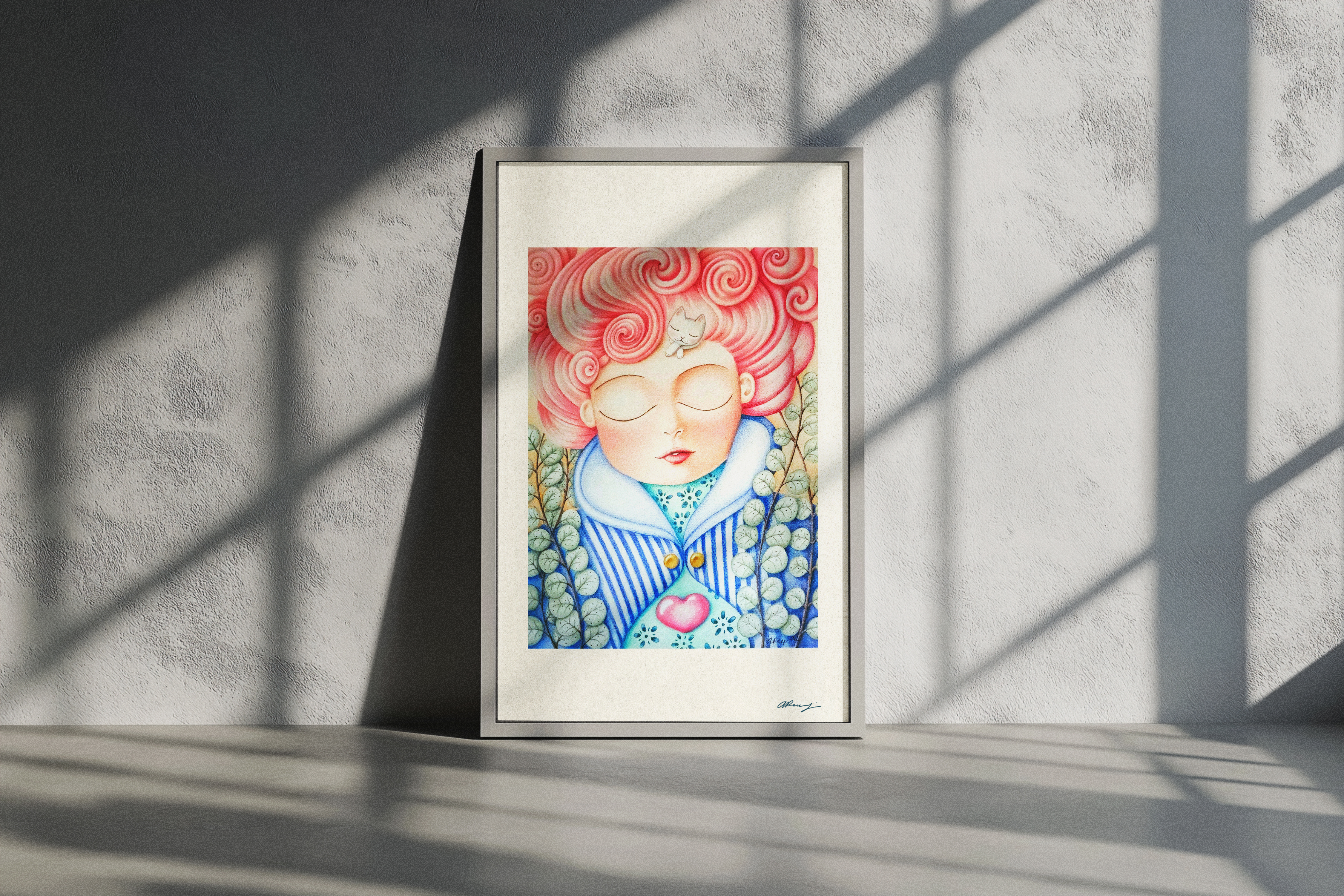 Disegno a matite colorate su carta "So dove sei" 