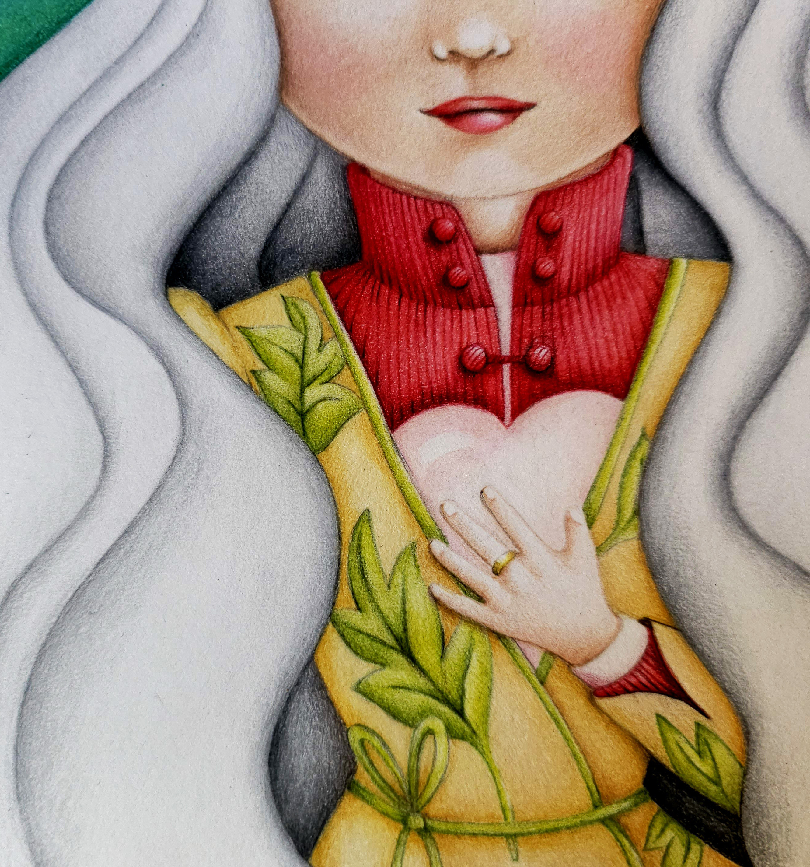 Disegno a matite colorate su carta "The compliment" 