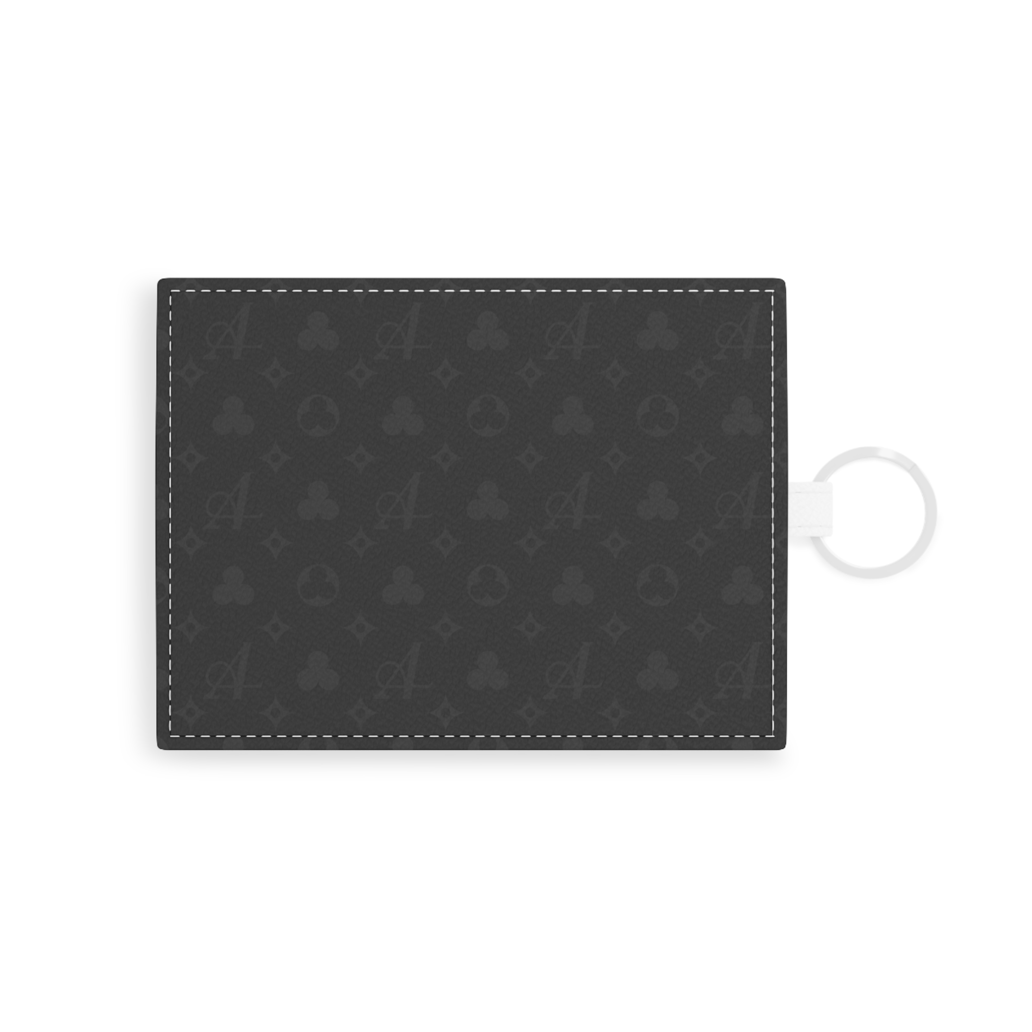 Clover Monogram Saffiano Leather Card Holder - Black