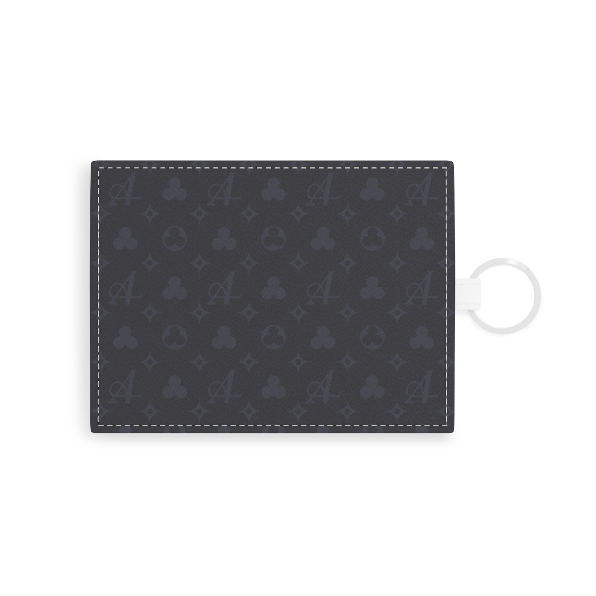 Clover Monogram Saffiano Leather Card Holder - Navy