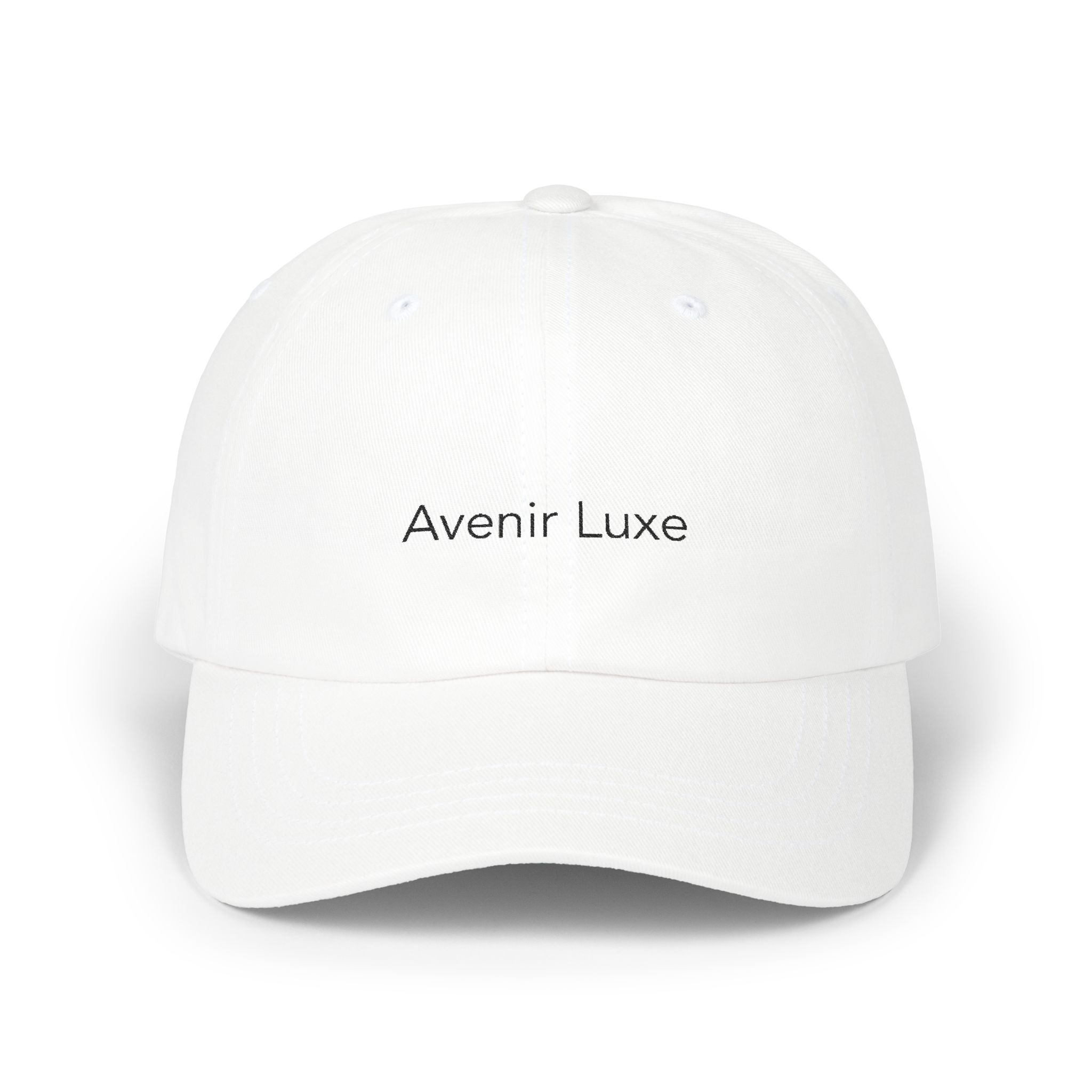 Avenir Luxe Minimal Embroidered Dad Cap - White