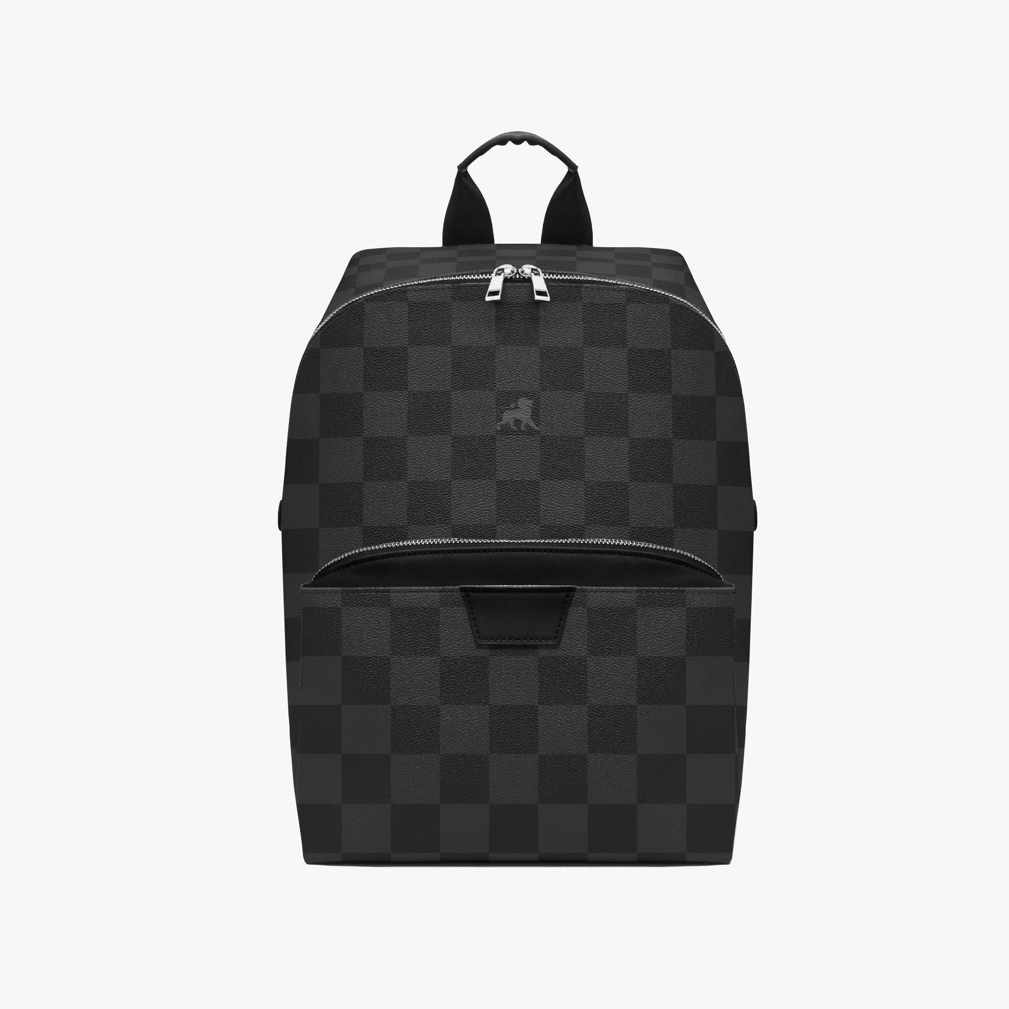  Zipper-up Leather Backpack - Black square Monogram