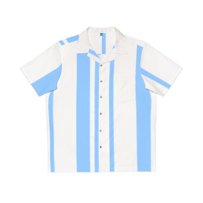 Men's Blue Stripe Hawaiian Shirt 