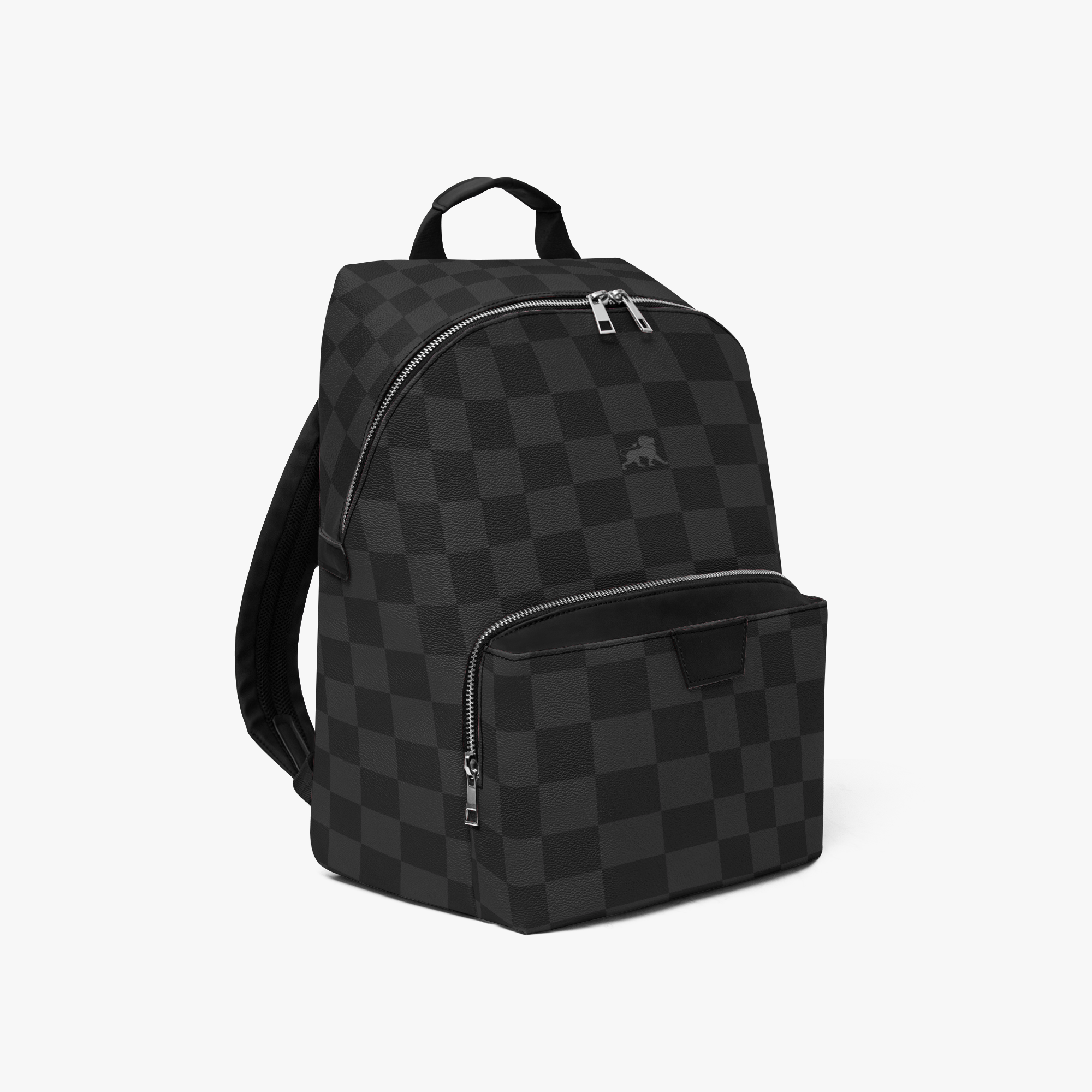  Zipper-up Leather Backpack - Black square Monogram