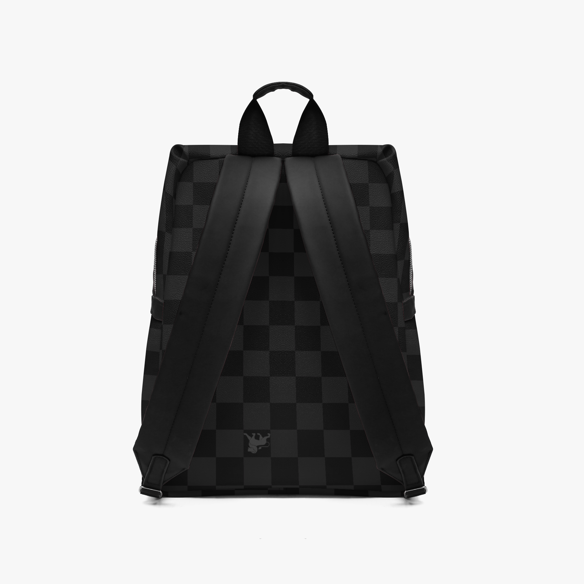  Zipper-up Leather Backpack - Black square Monogram