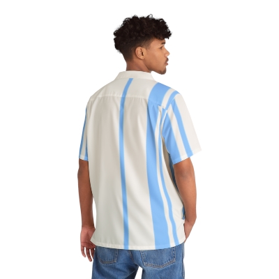 Men's Blue Stripe Hawaiian Shirt 