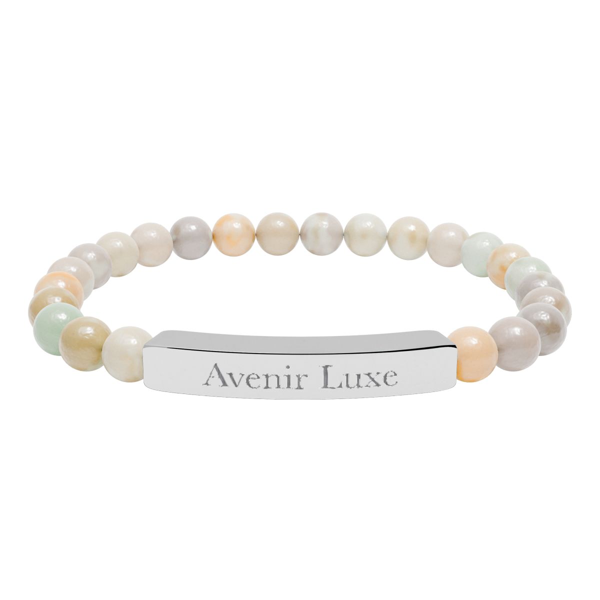 Engraved Natural Stone Bead Bracelet - Amazonite